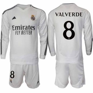Köp Real Madrid Herr Hemmatröja 2024/25 Federico Valverde 8 Fotbollsställ Långärmad (+ Shorts)