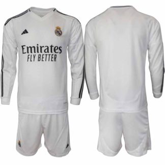 Köp Real Madrid Herr Hemmatröja 2024/25 Fotbollsställ Långärmad (+ Shorts)