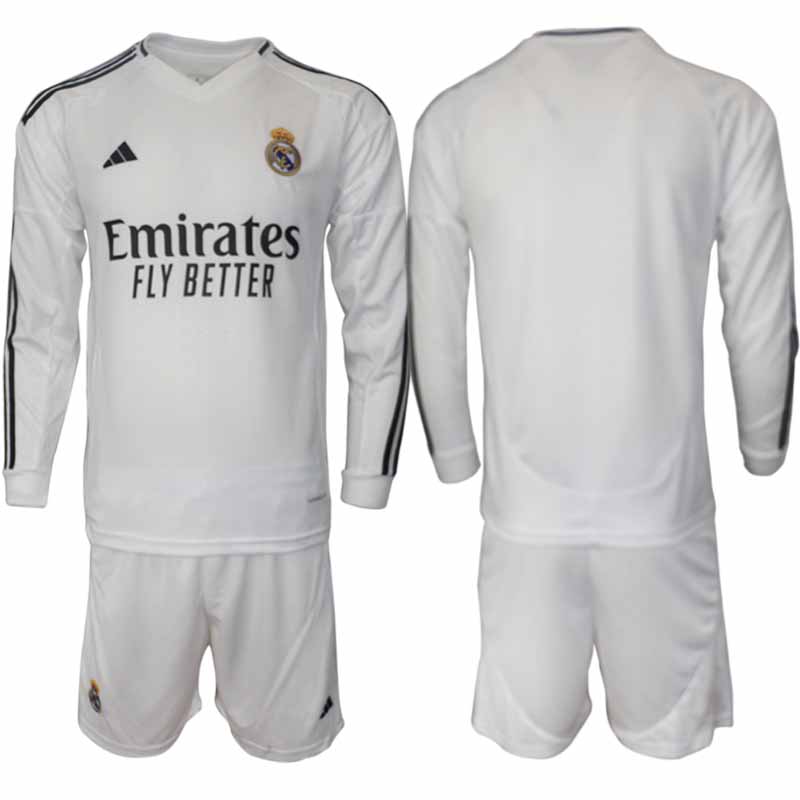 Köp Real Madrid Herr Hemmatröja 2024/25 Fotbollsställ Långärmad (+ Shorts)