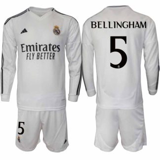 Köp Real Madrid Herr Hemmatröja 2024/25 Jude Bellingham 5 Fotbollsställ Långärmad (+ Shorts)