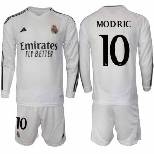 Köp Real Madrid Herr Hemmatröja 2024/25 Luka Modric 10 Fotbollsställ Långärmad (+ Shorts)