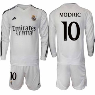Köp Real Madrid Herr Hemmatröja 2024/25 Luka Modric 10 Fotbollsställ Långärmad (+ Shorts)