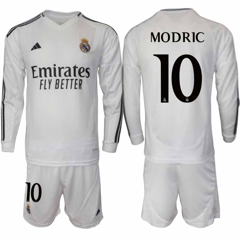 Köp Real Madrid Herr Hemmatröja 2024/25 Luka Modric 10 Fotbollsställ Långärmad (+ Shorts)
