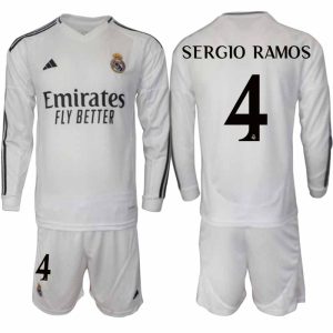 Köp Real Madrid Herr Hemmatröja 2024/25 Sergio Ramos 4 Fotbollsställ Långärmad (+ Shorts)