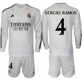 Köp Real Madrid Herr Hemmatröja 2024/25 Sergio Ramos 4 Fotbollsställ Långärmad (+ Shorts)