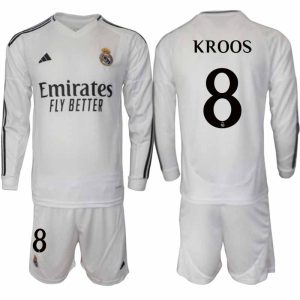 Köp Real Madrid Herr Hemmatröja 2024/25 Toni Kroos 8 Fotbollsställ Långärmad (+ Shorts)