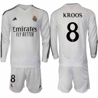 Köp Real Madrid Herr Hemmatröja 2024/25 Toni Kroos 8 Fotbollsställ Långärmad (+ Shorts)