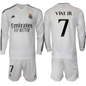 Köp Real Madrid Herr Hemmatröja 2024/25 Vinicius Junior 7 Fotbollsställ Långärmad (+ Shorts)