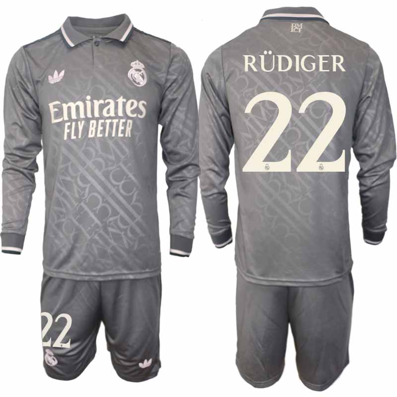 Köp Real Madrid Herr Tredjetröja 2024/25 Antonio Rüdiger 22 Fotbollsställ Långärmad (+ Shorts) 1 Köp Real Madrid Herr Tredjetröja 2024/25 Antonio Rüdiger 22 Fotbollsställ Långärmad (+ Shorts)