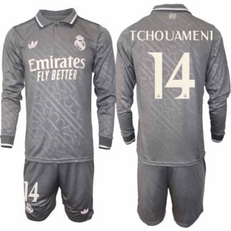 Köp Real Madrid Herr Tredjetröja 2024/25 Aurelien Tchouameni 14 Fotbollsställ Långärmad (+ Shorts)