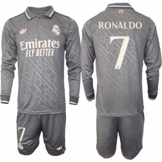 Köp Real Madrid Herr Tredjetröja 2024/25 Cristiano Ronaldo 7 Fotbollsställ Långärmad (+ Shorts)