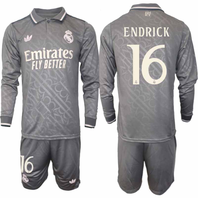 Köp Real Madrid Herr Tredjetröja 2024/25 Endrick Felipe 16 Fotbollsställ Långärmad (+ Shorts) 1 Köp Real Madrid Herr Tredjetröja 2024/25 Endrick Felipe 16 Fotbollsställ Långärmad (+ Shorts)