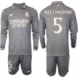 Köp Real Madrid Herr Tredjetröja 2024/25 Jude Bellingham 5 Fotbollsställ Långärmad (+ Shorts)