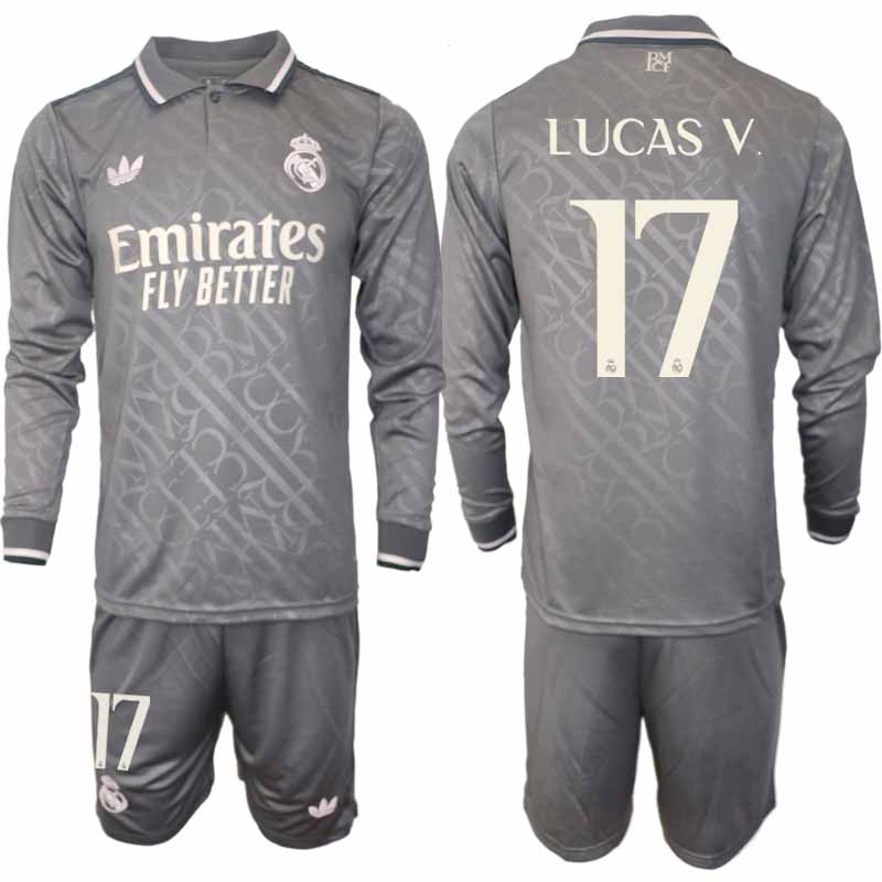 Köp Real Madrid Herr Tredjetröja 2024/25 Lucas Vazquez 17 Fotbollsställ Långärmad (+ Shorts) Köp Real Madrid Herr Tredjetröja 2024/25 Lucas Vazquez 17 Fotbollsställ Långärmad (+ Shorts)