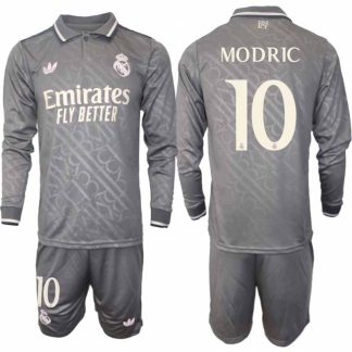 Köp Real Madrid Herr Tredjetröja 2024/25 Luka Modric 10 Fotbollsställ Långärmad (+ Shorts)
