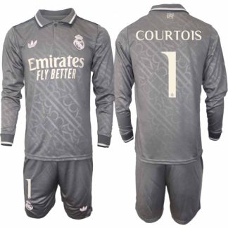 Köp Real Madrid Herr Tredjetröja 2024/25 Thibaut Courtois 1 Fotbollsställ Långärmad (+ Shorts)