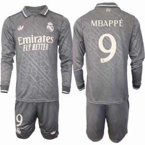 Köp Real Madrid Herr Tredjetröja 2024/25 Kylian Mbappé 9 Fotbollsställ Långärmad (+ Shorts)