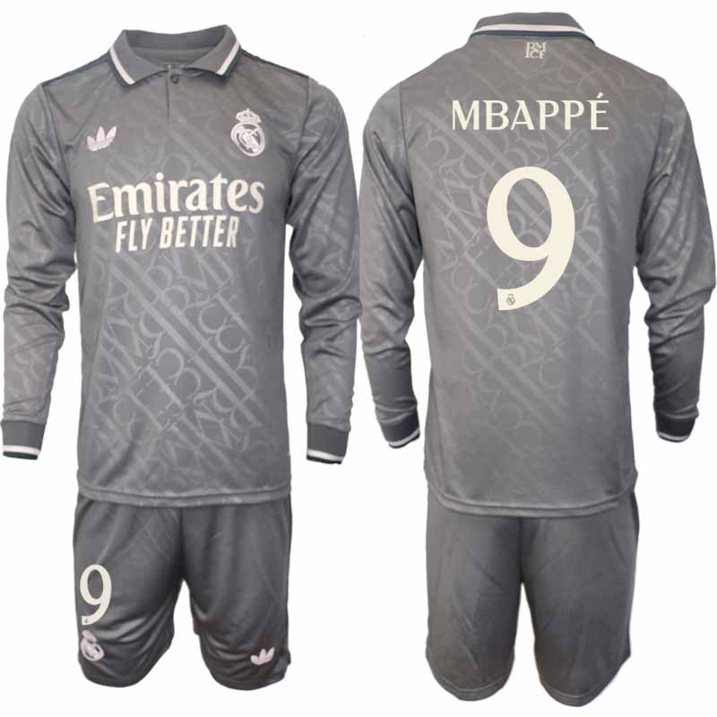 Köp Real Madrid Herr Tredjetröja 2024/25 Kylian Mbappé 9 Fotbollsställ Långärmad (+ Shorts) 1 Köp Real Madrid Herr Tredjetröja 2024/25 Kylian Mbappé 9 Fotbollsställ Långärmad (+ Shorts)