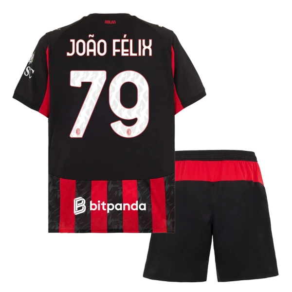 AC Milan Barn Hemmatröja 2025/26 João Félix #79 Fotbollsställ med Shorts 1 AC Milan Barn Hemmaställ 2025/26 – João Félix #79 – Kortärmad Fotbollströja + Shorts