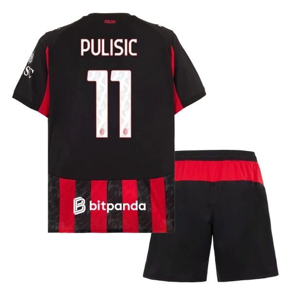 AC Milan Barn Hemmatröja 2025/26 Christian Pulisic #11 Fotbollsställ med Shorts 1 AC Milan Barn Hemmatröja 2025/26 – Christian Pulisic 11 – Kortärmad Fotbollströja + Shorts