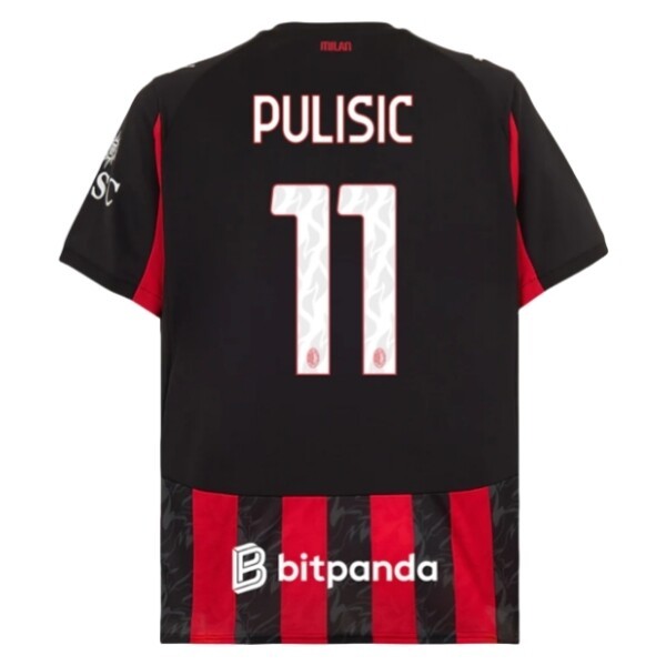 AC Milan Herr Hemmatröja 2025/26 Christian Pulisic #11 Kortärmad Billig Fotbollströja 1 AC Milan Herr Hemmatröja 2025/26 Christian Pulisic #11 Kortärmad Billig Fotbollströja