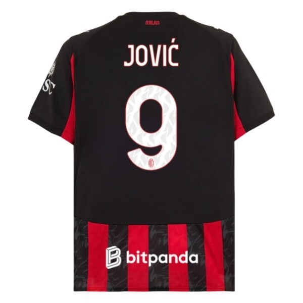 AC Milan Herr Hemmatröja 2025/26 Luka Jović #9 Kortärmad Billig Fotbollströja 1 AC Milan Herr Hemmatröja 2025/26 Luka Jović #9 Kortärmad Billig Fotbollströja