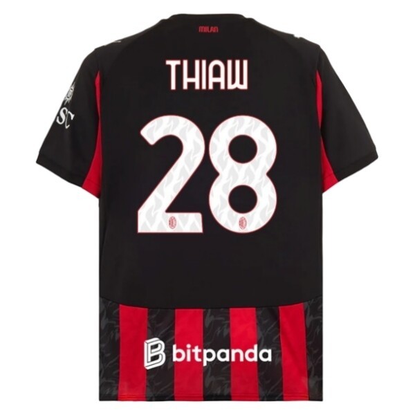 AC Milan Herr Hemmatröja 2025/26 Malick Thiaw #28 Kortärmad Billig Fotbollströja 1 AC Milan Herr Hemmatröja 2025/26 Malick Thiaw #28 Kortärmad Billig Fotbollströja