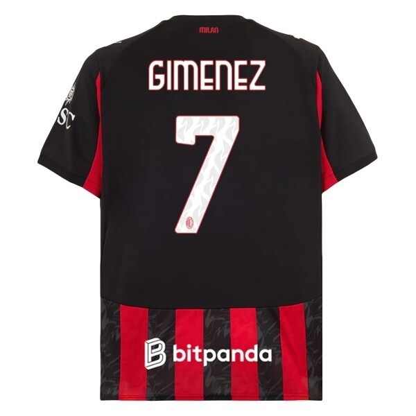 AC Milan Herr Hemmatröja 2025/26 Santiago Giménez #7 Kortärmad Billig Fotbollströja 1 AC Milan Herr Hemmatröja 2025/26 Santiago Giménez #7 Kortärmad Billig Fotbollströja