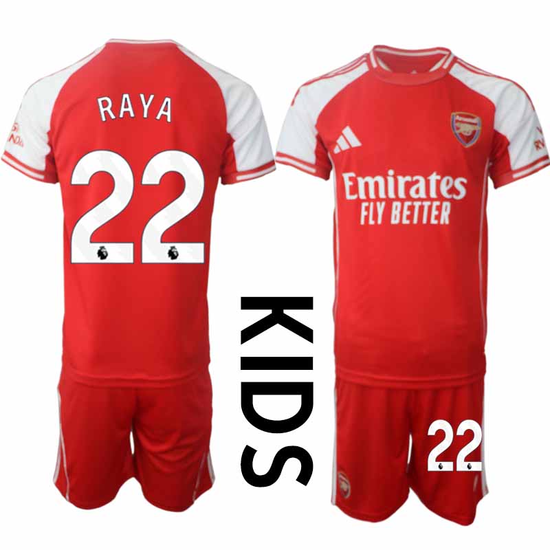 Arsenal Barn Hemmatröja 2025/26 David Raya 22 Kortärmad Fotbollsställ med Shorts 1 Arsenal Barn Hemmatröja 2025/26 David Raya 22 Kortärmad Fotbollsställ med Shorts