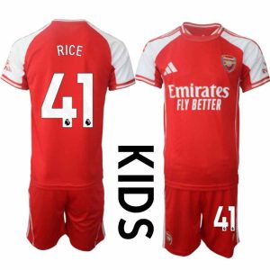 Arsenal Barn Hemmatröja 2025/26 Declan Rice 41 Kortärmad Fotbollsställ med Shorts