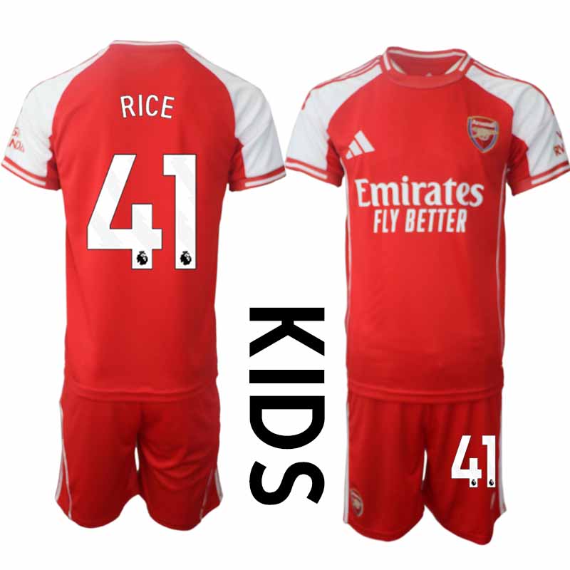 Arsenal Barn Hemmatröja 2025/26 Declan Rice 41 Kortärmad Fotbollsställ med Shorts 1 Arsenal Barn Hemmatröja 2025/26 Declan Rice 41 Kortärmad Fotbollsställ med Shorts