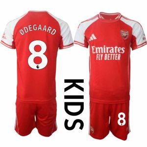 Köp Arsenal Barn Hemmatröja 2025/26 Martin Odegaard 8 Fotbollsställ Kortärmad (+ Korta byxor)