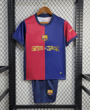 FC Barcelona 2024/25 Travis Scott Kortärmad Hemmatröja för Barn – Begränsad Upplaga