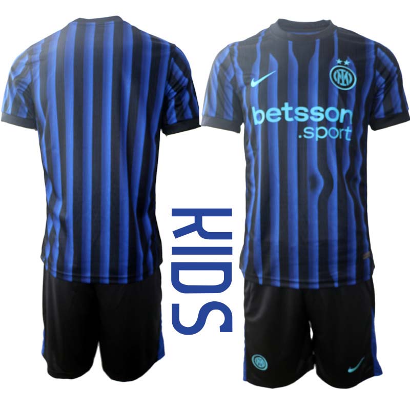 Inter Milan Barn Hemmatröja 2025/26 Kortärmad Fotbollsställ med Shorts 1 Inter Milan Barn Hemmaställ 2025/26 – Kortärmad Fotbollströja + Shorts