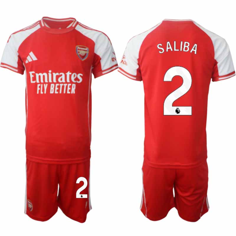 Köp Arsenal Herr Hemmatröja 2025/26 William Saliba 2 Fotbollsställ Kortärmad (+ Korta byxor)