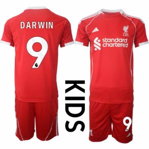 Köp Liverpool Barn Hemmatröja 2025/26 Darwin Núñez 9 Fotbollsställ Kortärmad (+ Korta byxor)