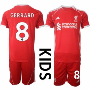 Köp Liverpool Barn Hemmatröja 2025/26 Steven Gerrard 8 Fotbollsställ Kortärmad (+ Korta byxor)
