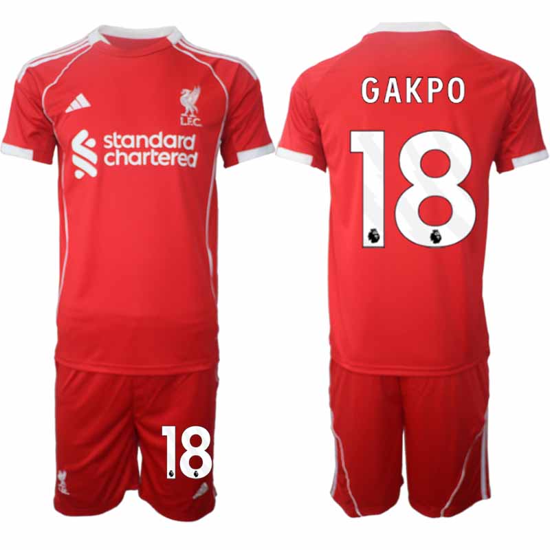 Köp Liverpool Herr Hemmatröja 2025/26 Cody Gakpo 18 Fotbollsställ Kortärmad (+ Korta byxor)