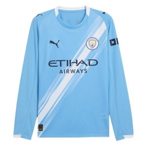 Manchester City Herr Hemmatröja 2025/26 Långärmad Billig Fotbollströja
