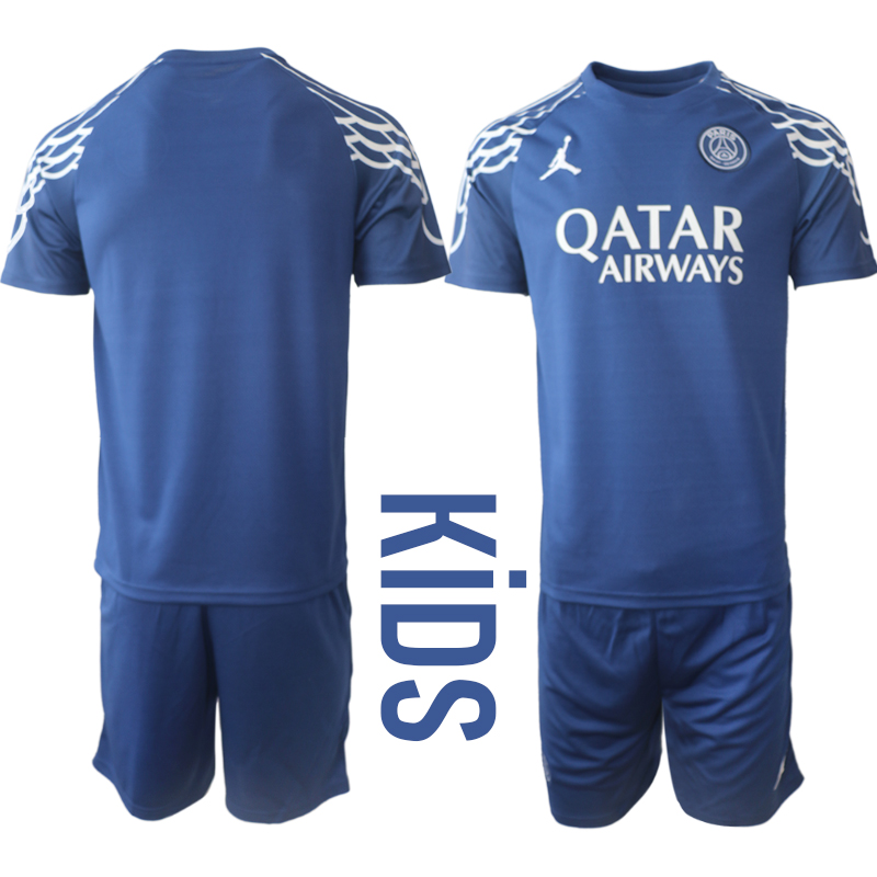 Paris Saint-Germain Barn Fjärdetröja 2024-25 Kortärmad Fotbollsställ med Shorts 1 Paris Saint-Germain Barn Fjärdetröja 2024/25 PSG Jordan Fotbollsställ med Shorts