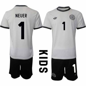 Köp Tyskland Barn Hemmatröja 2025/26 Manuel Neuer 1 Fotbollsställ Kortärmad (+ Korta byxor) – Tysklands 125-årsjubileumskit