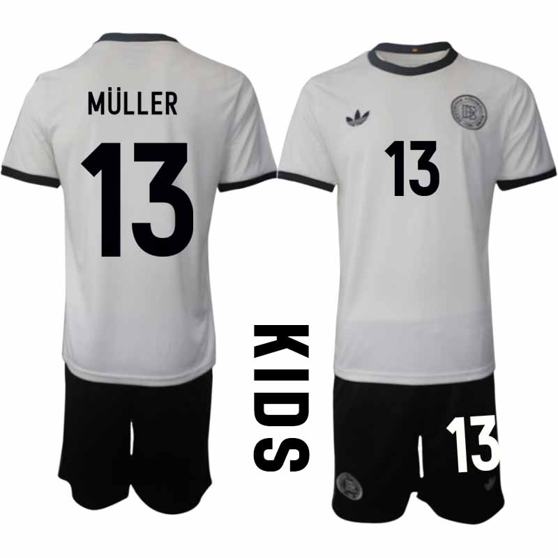 Köp Tyskland Barn Hemmatröja 2025/26 Thomas Müller 13 Fotbollsställ Kortärmad (+ Korta byxor) – Tysklands 125-årsjubileumskit