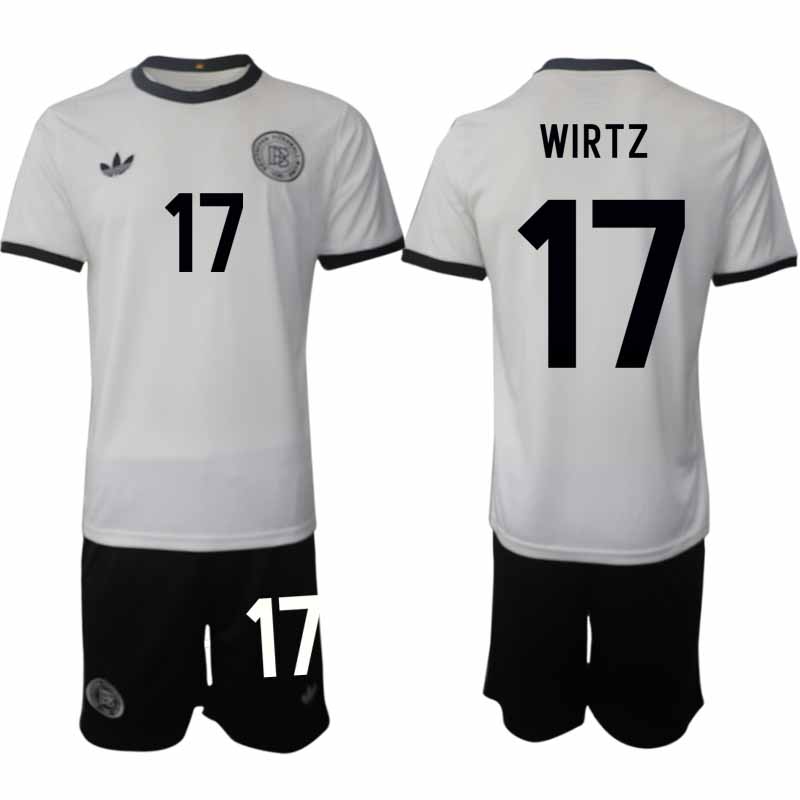 Köp Tyskland Herr Hemmatröja 2025/26 Florian Wirtz 17 Fotbollsställ Kortärmad (+ Korta byxor) – Tysklands 125-årsjubileumskit