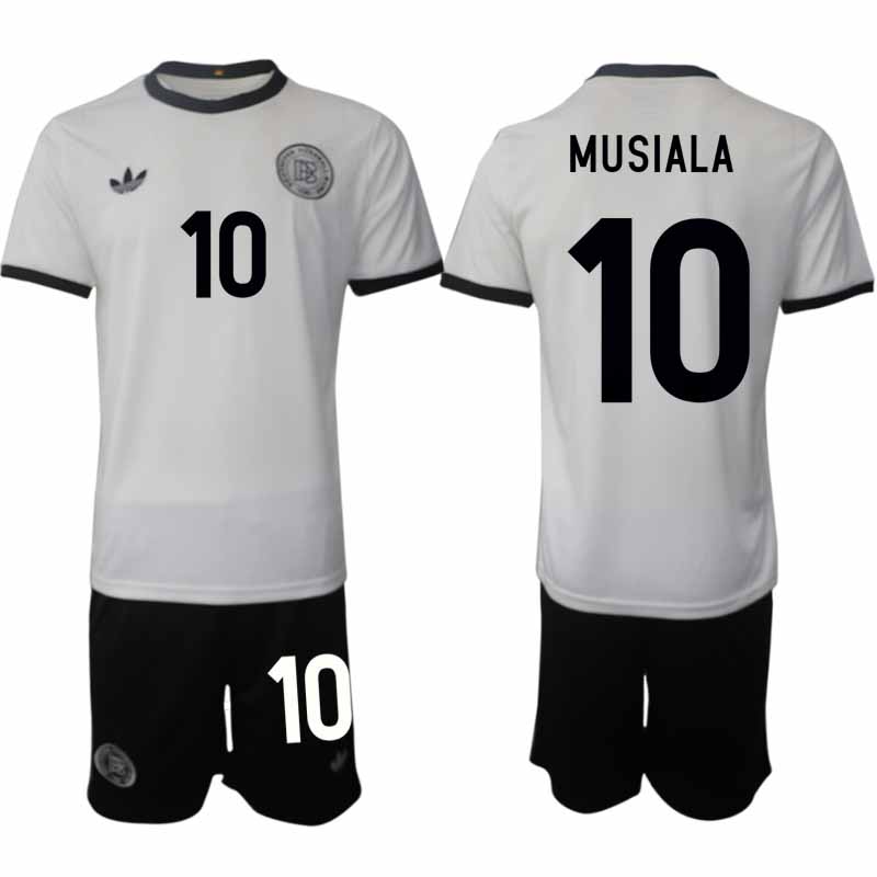 Köp Tyskland Herr Hemmatröja 2025/26 Jamal Musiala 10 Fotbollsställ Kortärmad (+ Korta byxor) – Tysklands 125-årsjubileumskit