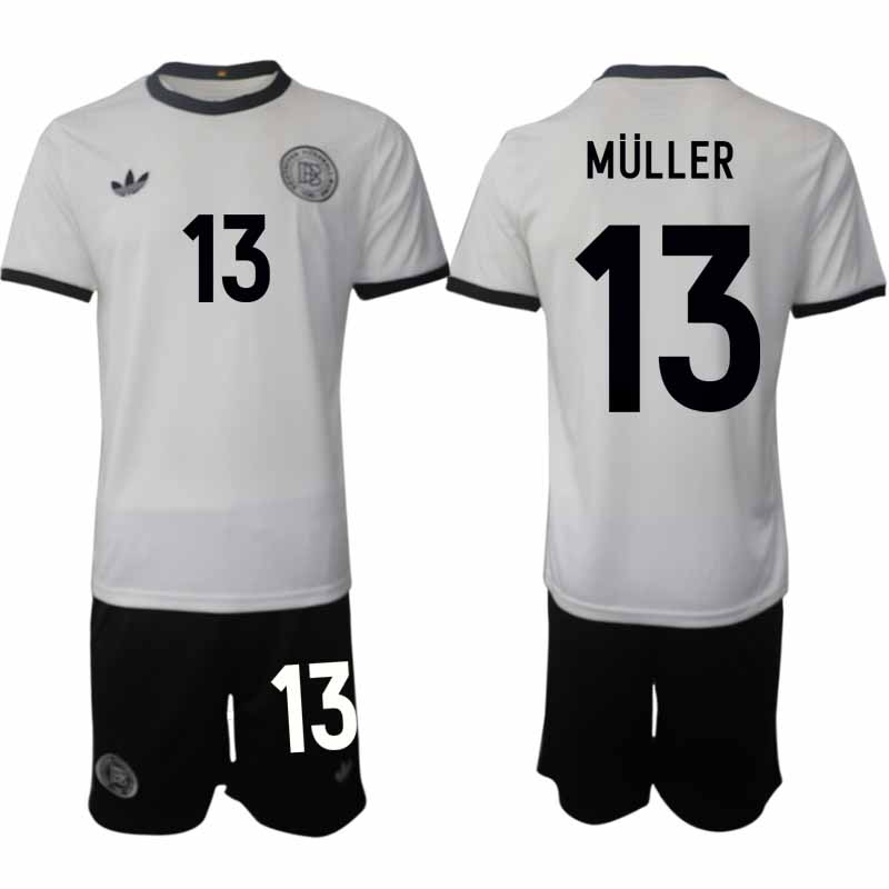 Köp Tyskland Herr Hemmatröja 2025/26 Thomas Müller 13 Fotbollsställ Kortärmad (+ Korta byxor) – Tysklands 125-årsjubileumskit