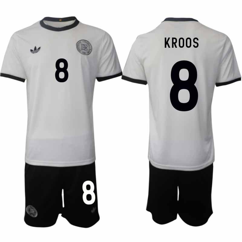 Köp Tyskland Herr Hemmatröja 2025/26 Toni Kroos 8 Fotbollsställ Kortärmad (+ Korta byxor) – Tysklands 125-årsjubileumskit
