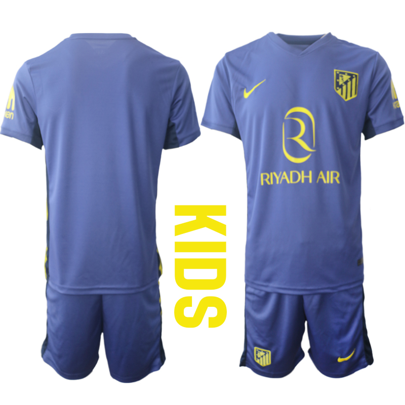 Atlético Madrid Barn Bortatröja 2025/26 Kortärmad Fotbollsställ med Shorts 1 Atlético Madrid Bortaställ Barn 2025/26 – Kortärmad Fotbollströja + Shorts