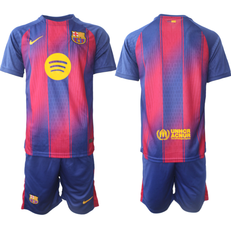 FC Barcelona Herr Hemmaställ 2025/26 – Kortärmad Fotbollströja + Shorts 1 FC Barcelona Herr Hemmatröja 2025/26 Fotbollsställ med Shorts