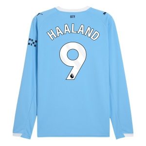 Manchester City Herr Hemmatröja 2025/26 Erling Haaland #9 Långärmad Billig Fotbollströja