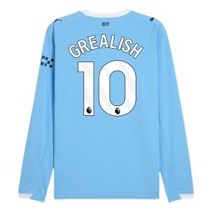 Manchester City Herr Hemmatröja 2025/26 Jack Grealish #10 Långärmad Billig Fotbollströja